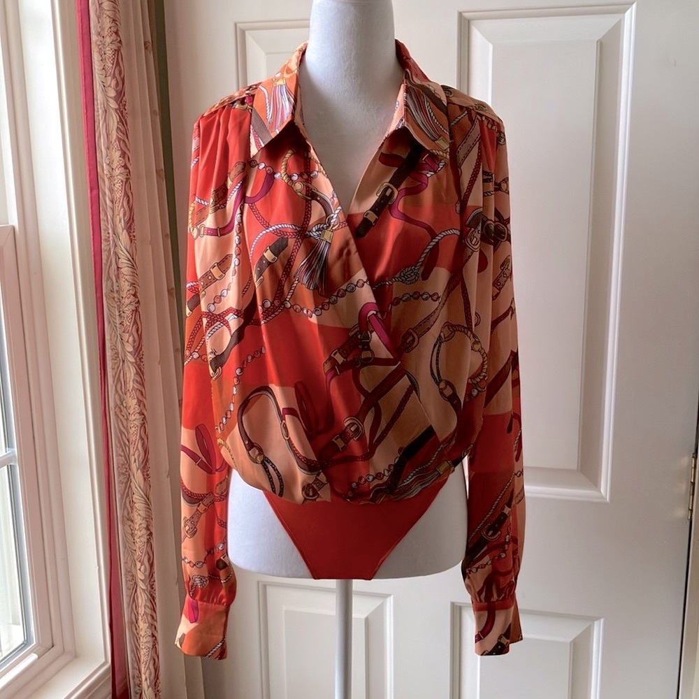 Marciano Guess Bodysuit Long Sleeve Multicolor Size XS NWOT